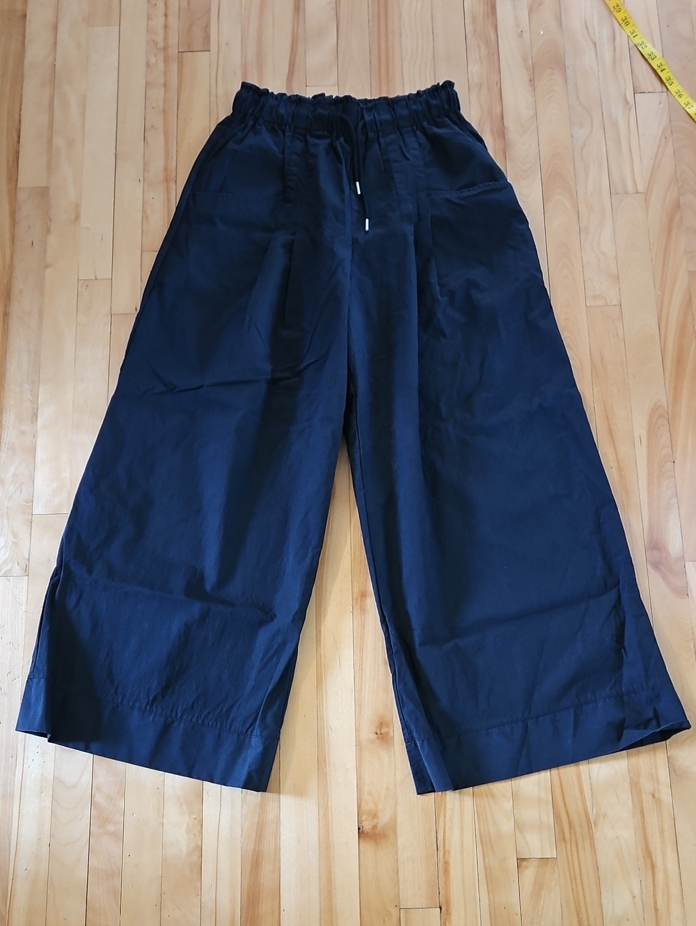 Aaron&amber Black Highwaist Women’s Wide-Leg Black Drawstring Pants